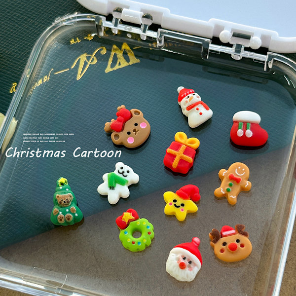 20 st Mixed 3D Cartoon Resin Julserie Nagelcharm