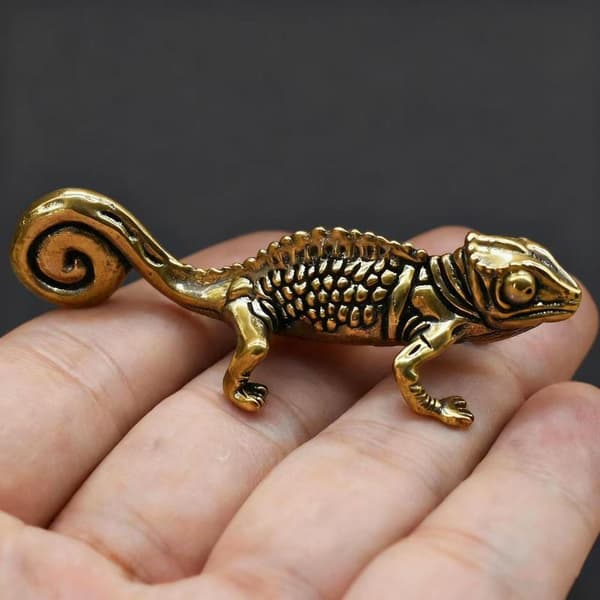 Gecko Figur Hjemmeinnredning Små Antikke Messing Dyrefigurer Te