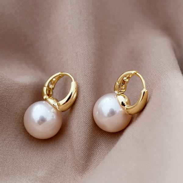 1 Par Simple Pearl Studs Hoop Øreringe til Kvinder Fashion Earri A