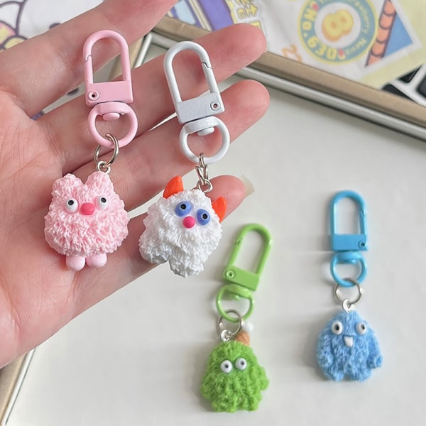 Cartoon e Little Monsters nøkkelring Resin Kawaii Charm Bag Penda Green