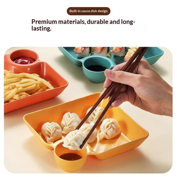 4 st dumplingtallrikar med integrerade såsfack för hemmet 4pcs
