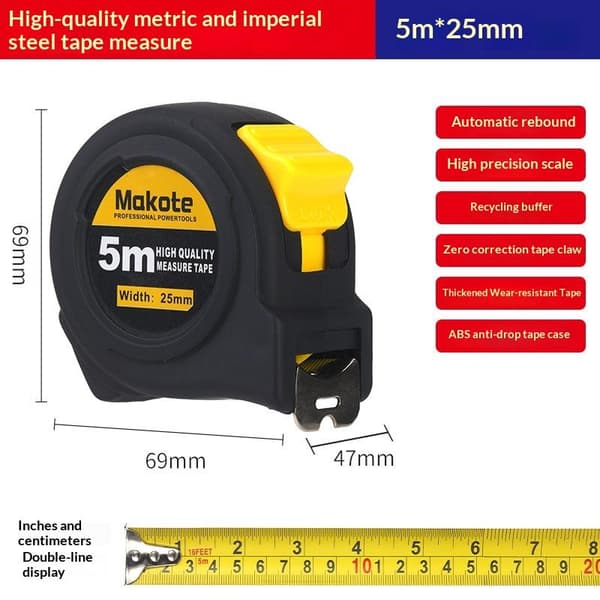 Precise Clear Steel Tape Measure Retractable 3M/5M/7.5M/10M Thi A2