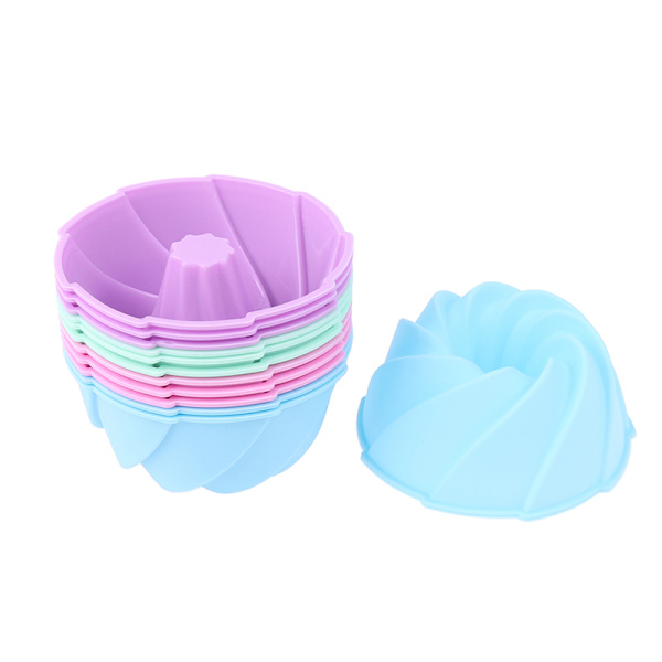 6 stk Swirl Shape Silikone Cupcake Liners Bagekopper Non-Stick 6Pcs