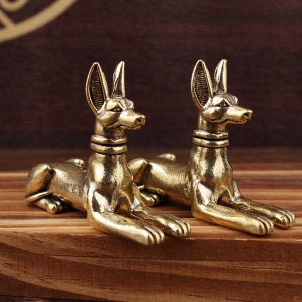Messing egyptisk faraohundstatuefigurer Retro håndlaget Co 1pc