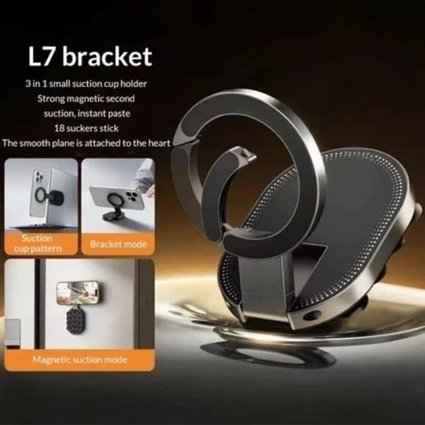 3-i-1 Sugfäste Magnetisk Telefonhållare Justerbar Bärbar Black