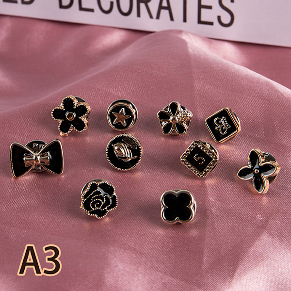 10 Stk Knap Broche Sæt Fashion Pearl Rhinestones Pin Coat Clot A3