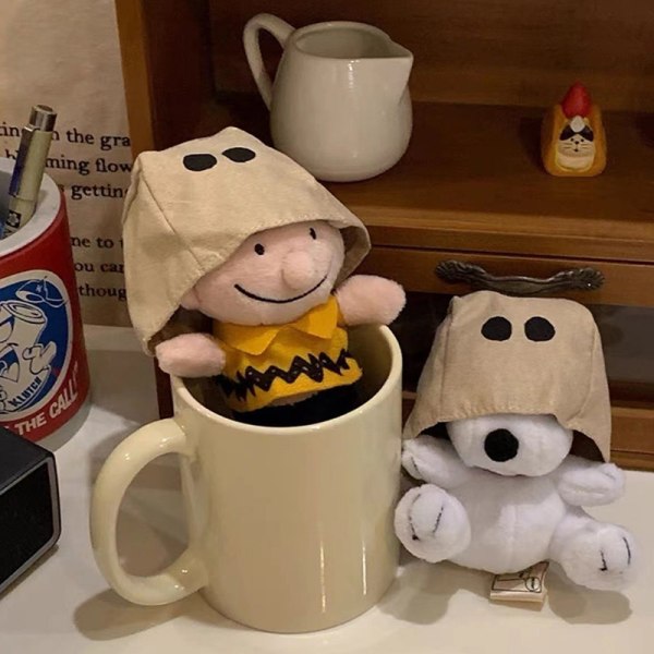 Kawaii Peanuts Snoopy Charlie Plysj Doll Toys nøkkelring anheng 9cm 02