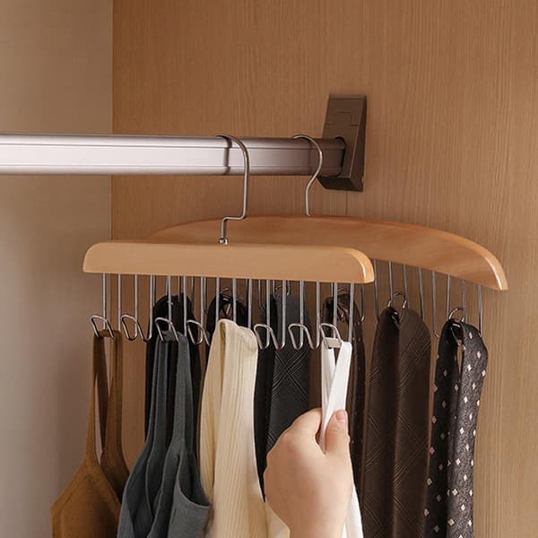1/2PCS Mångsidig Organizer i Trä med Krokar för Kepsar och Bälten A7