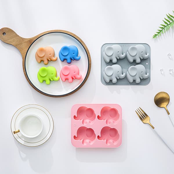 4-hullers Babyelefant Silikoneform e Dyrefondant Slik Choko Blue