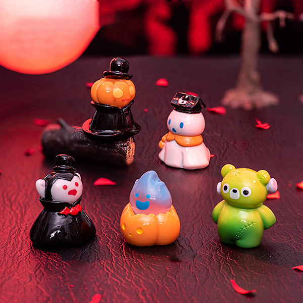 Mini Halloween-prydnad Pumpa  Björn Spöke Figur Mikroland A4