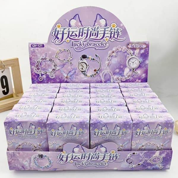 24-pack Lucky Armband Blind Boxes med pärlor i Kawaii-design, presenter purple
