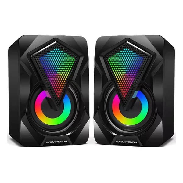 Mini skrivebordshøjttaler med farve RGB-lys computerhøjttaler USB A