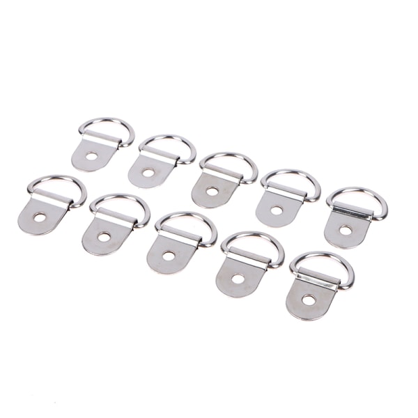 10 stk rustfritt stål D-form trekkkrok Tie Down Anchors Ring I Silver