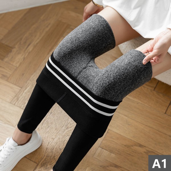 Kvinder Velvet Legging Fleece Varmt Undertøj Bukser Elastisk talje Black