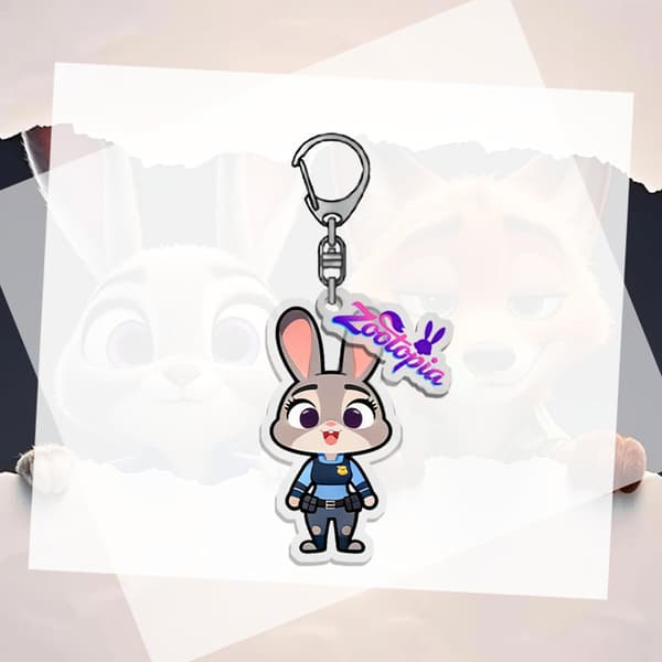 Zootopia Q Version Nyckelring Judy Nick Akryl Väska Hänge Bil K A3