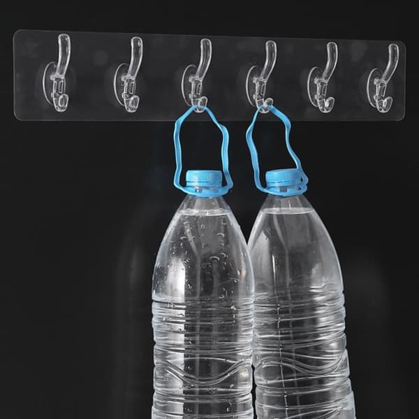 Transparenta plastlimkrokar kök badrumskrokar spikfria 5 hooks