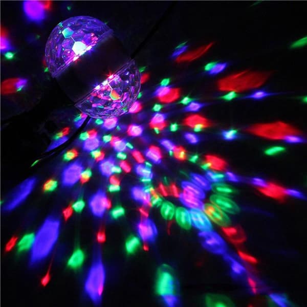 6W E27 LED RGB Dobbelt Krystalkugle Roterende Scenelyspærer DJ A