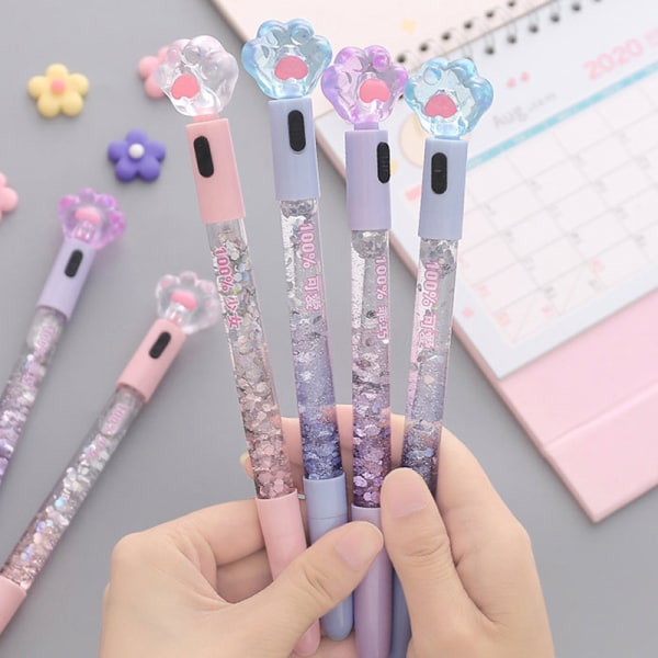 Creative Kawaii Cat Claw Glowing Gel Pen e Led Light Pen Studen A1