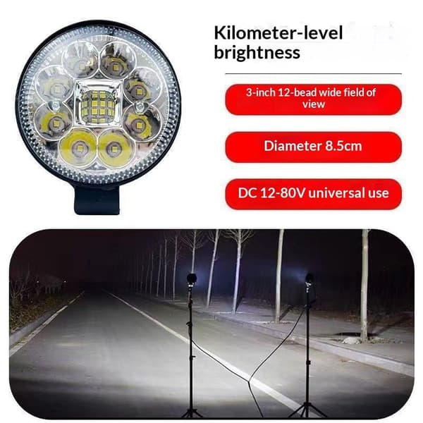 Rund LED-spotlight med høy lysstyrke, vanntett, universell Black