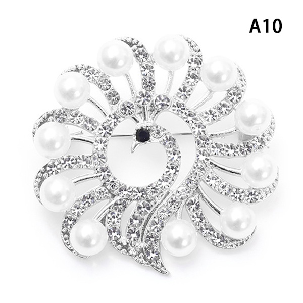 Pearl Rhinestone Peacock Brosje Dyr Corsage Brosjer Bryllup A10