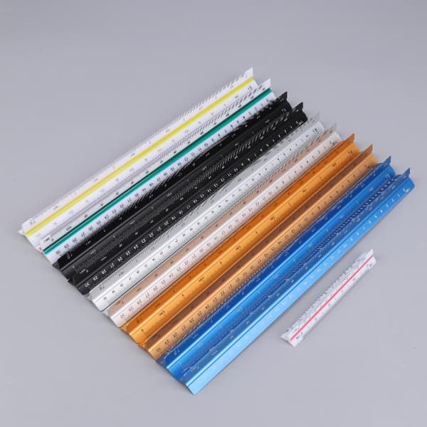 30 cm triangulär skalstock 1:20-1:500 metrisk arkitekt ingenjör 05 aluminum alloy