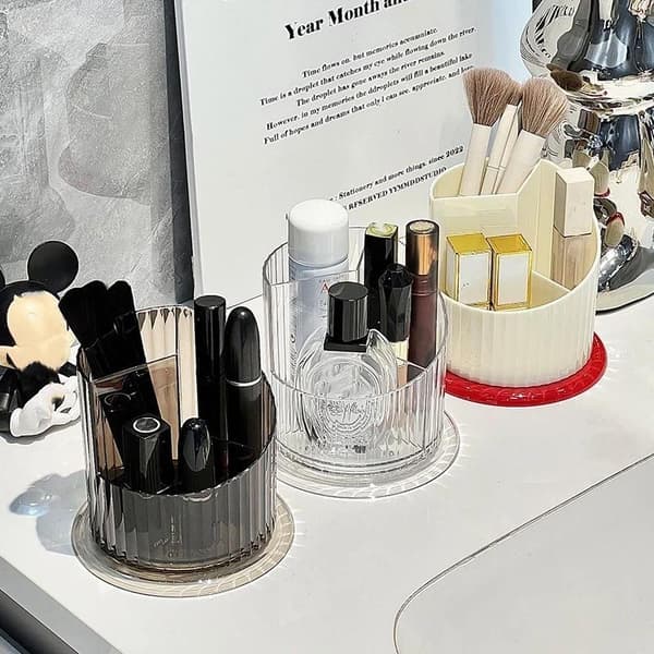 Klar 360 graders roterende makeup-organizer med 3 rum til badeværelset A1