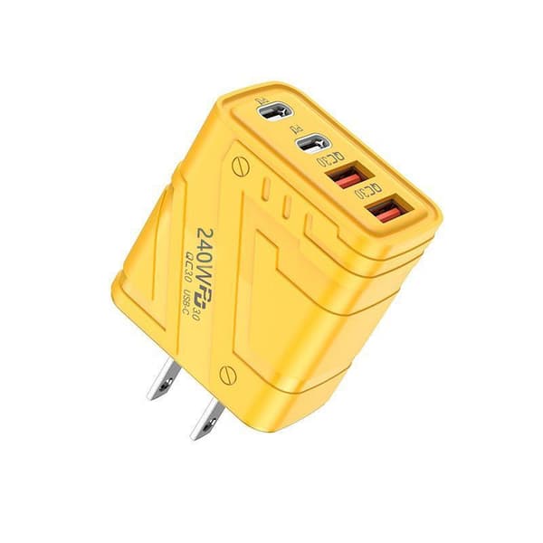 240W Mecha Style Fire Port Hurtigoplader Med USB Type C Porte U Yellow