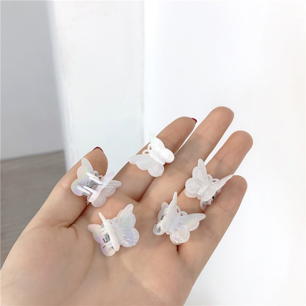 10 Stk Mini Hårklips Claw Lady Girls Braided Butterfly Clip Tra White