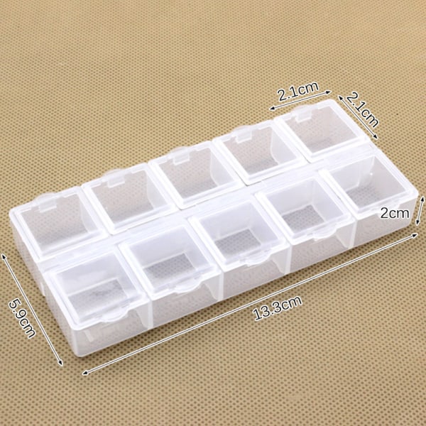 10 Grid Plast rektangulärt fack Förvaringsbox Örhängen Je L