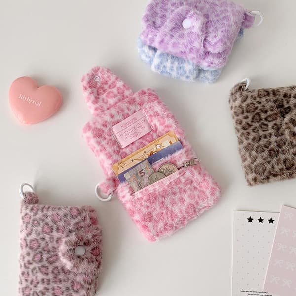 Ny Stilfuld Plys Leopardprint Kortholder A3