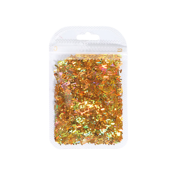 Holografisk Glitter Engelsk Alfabet Flakes For Epoxy Resin Fil Gold