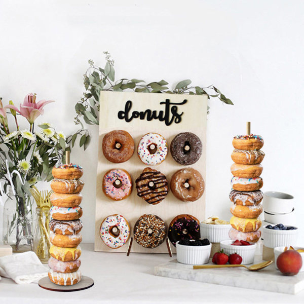 Wooden Donuts Vegg Display Stand Holder A4