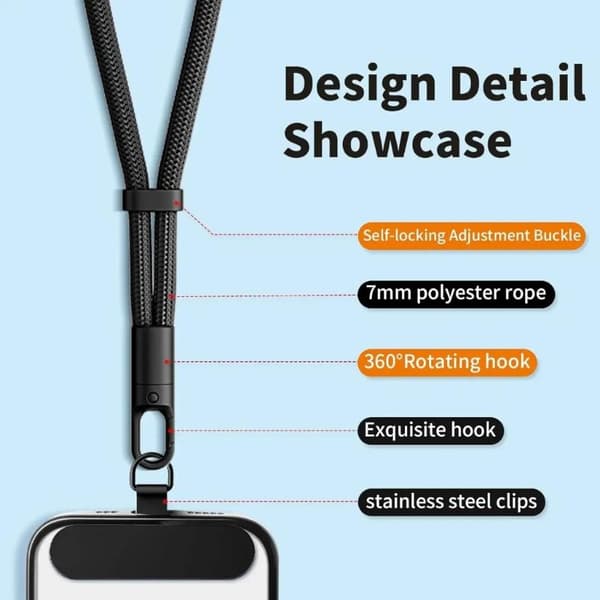 Polyester Telefon handledsrem Justerbart låsspänne Anti-fall A2