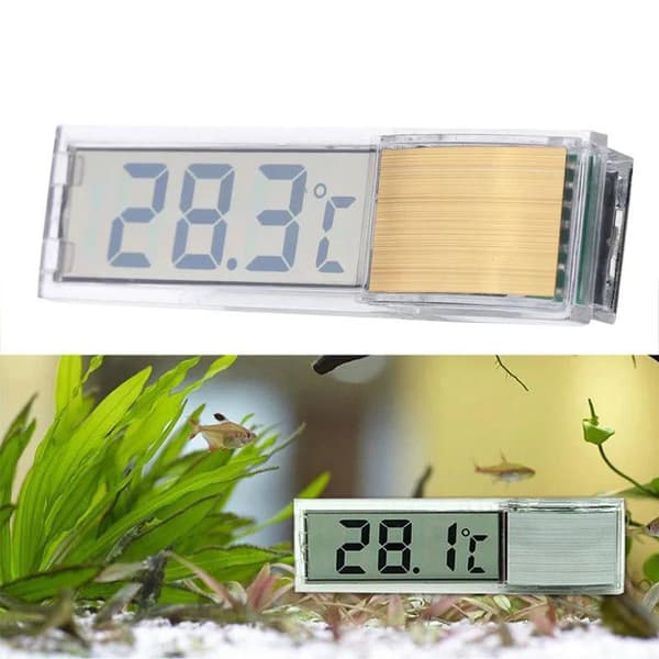 Vanntett Akvarietermometer 3D Digital LCD Elektronisk Fisk Gold