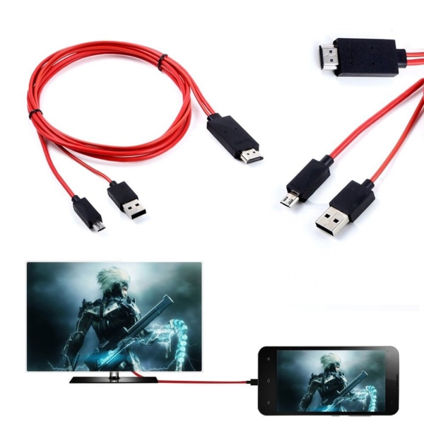 Mikro USB til HDMI 1080P HD TV-kabeladapter for Android-telefoner Black