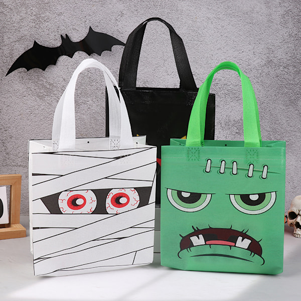 Halloween kangaskassit, joissa on kurpitsa, aave, lepakko ja muumio 2