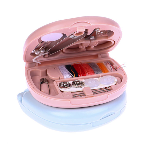 Bærbar sysett Mini syboks  Fingerbøll Knapper Pin Hjem S Light pink