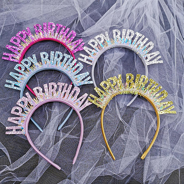 Glitter HAPPY BIRTHDAY Paljettipäänauha syntymäpäivän koristelu Birt Rose red