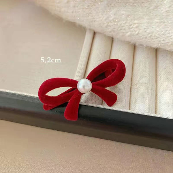 Tyylikkäät Velvet Pearl Bowknot -hiusklipsit Christmas Hai A3