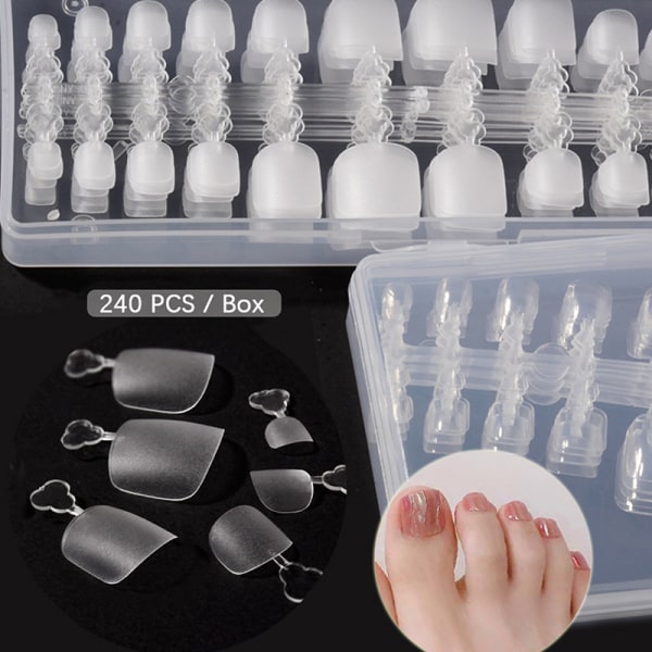 240st Cover Heltäckande Fyrkantiga False Nails Tips Naglar Clear