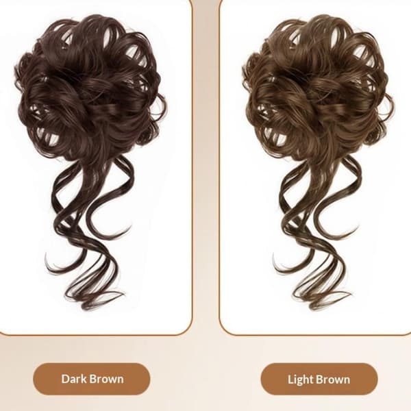 2 st lockig rörig bulle hårstycke scrunchie uppsättning täckhårförlängning Brown