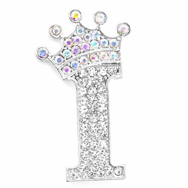 Fashion Crown 26 forbokstaver A til Å Crystal Rhinestone Broo Silver-I