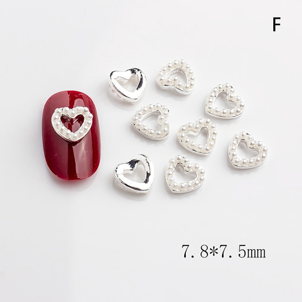 5 STK Hallow Heart Nail Art Charms Legering Nail Decoration Diamond F