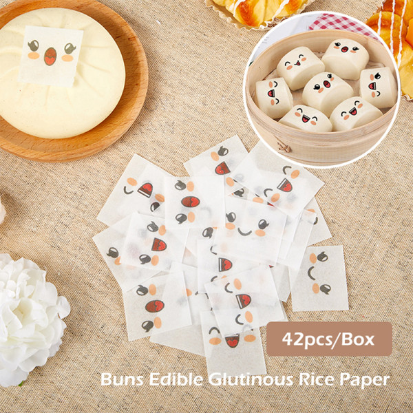 42Pcs Edible Glutinous Rice Paper Steamed Buns Cartoon Stickers 01