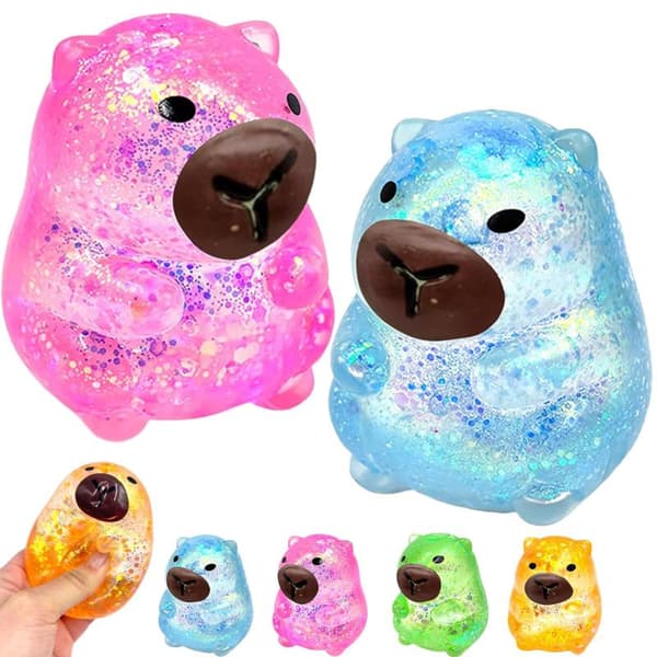 Tegneserie Capybara Dekompression Legetøj Blødt Glitter Gummy Fidget Legetøj A2