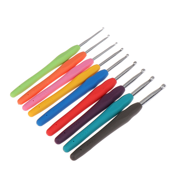 1 stk 2,0-6,0 mm regnbue myk håndtak hekle gummikrok 2.5mm