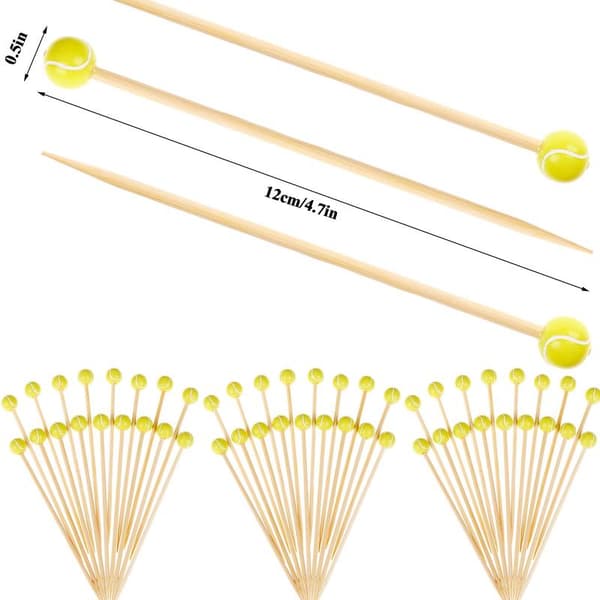 100 st engångs bambufruktspett med säkra tecknade mönster A 100PCS