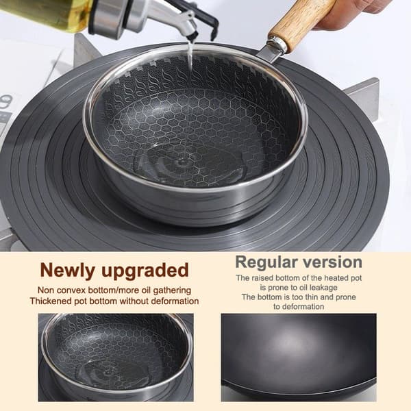 Bærbar non-stick pande i rustfrit stål, ubelagt non-stick overflade 3