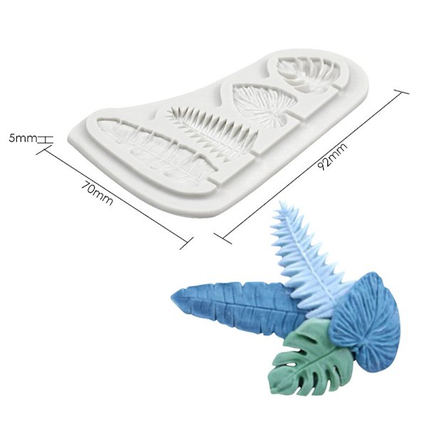 Palmebladssilikone Sugarcraft Form Harpiksværktøj Cupcake Bagning M
