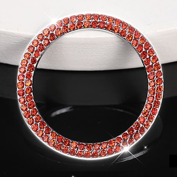 Bilmotor Start Stop Knap Dæksel Dobbelt Rhinestone Sticker Pr White